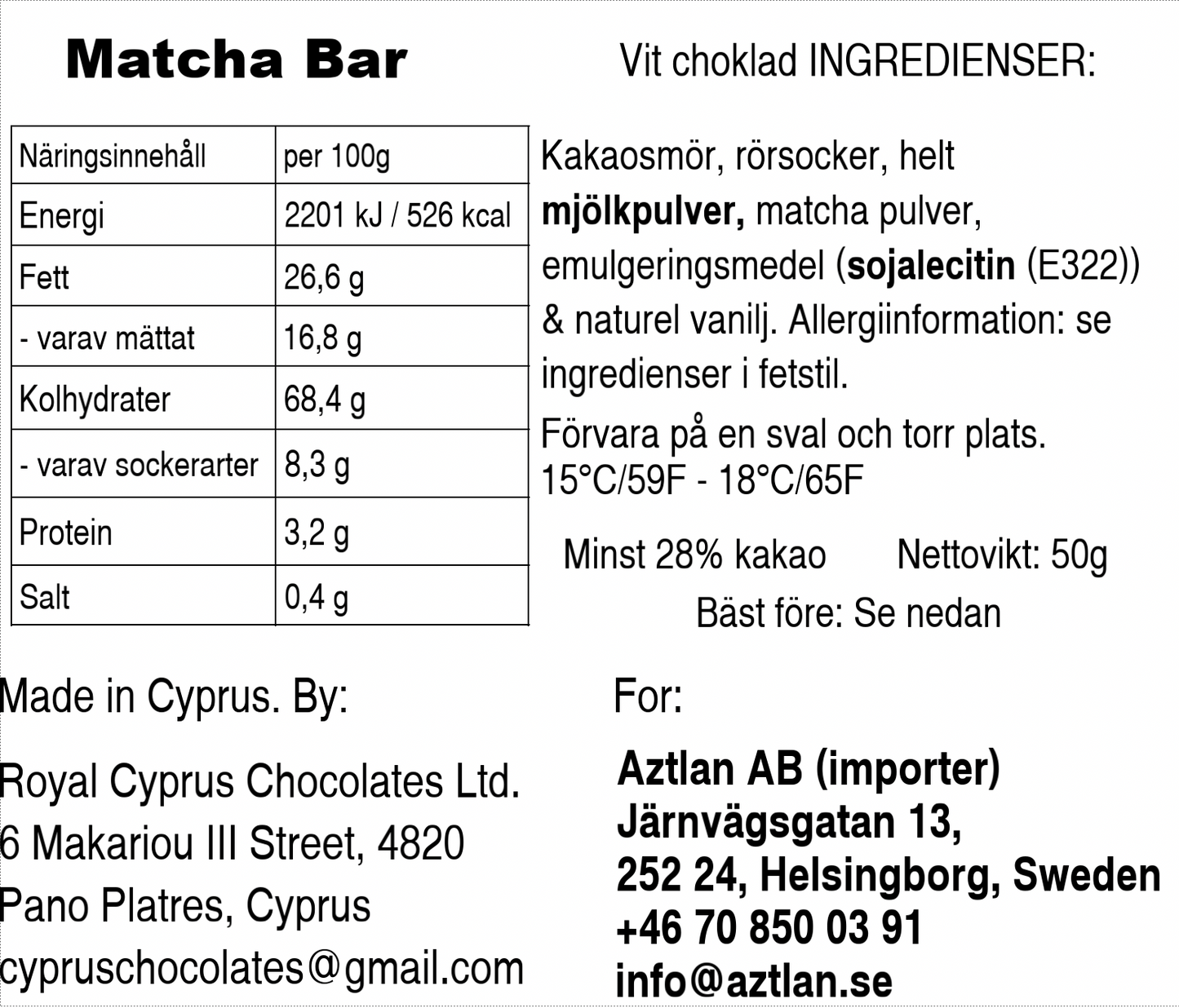 Matcha Green Tea Bar