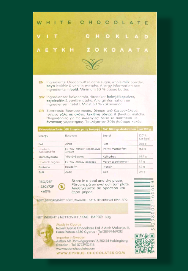 Matcha Green Tea Bar
